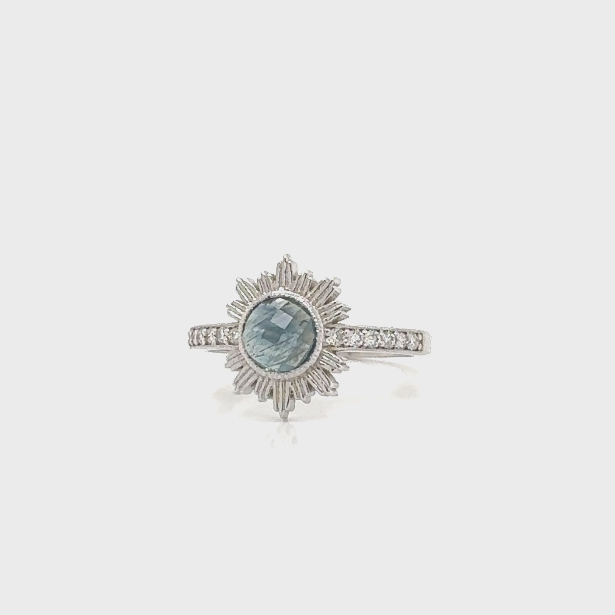 Alessia Ring Rose-Cut Malawi Sapphire & Diamonds in 14k White Gold