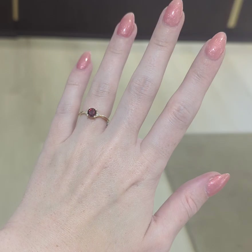 Giulia Garnet & Diamond Ring in 14k Yellow Gold