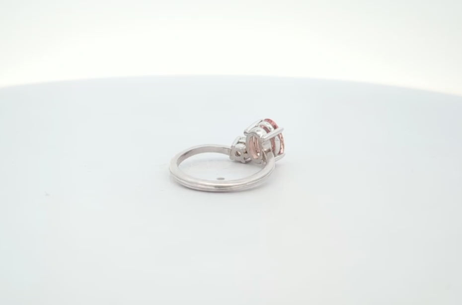 Rosella Ring Oval-Cut Morganite & Diamond in 14k White Gold