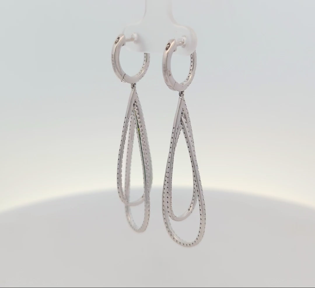 14K White Gold "Whisk" Diamond Earrings