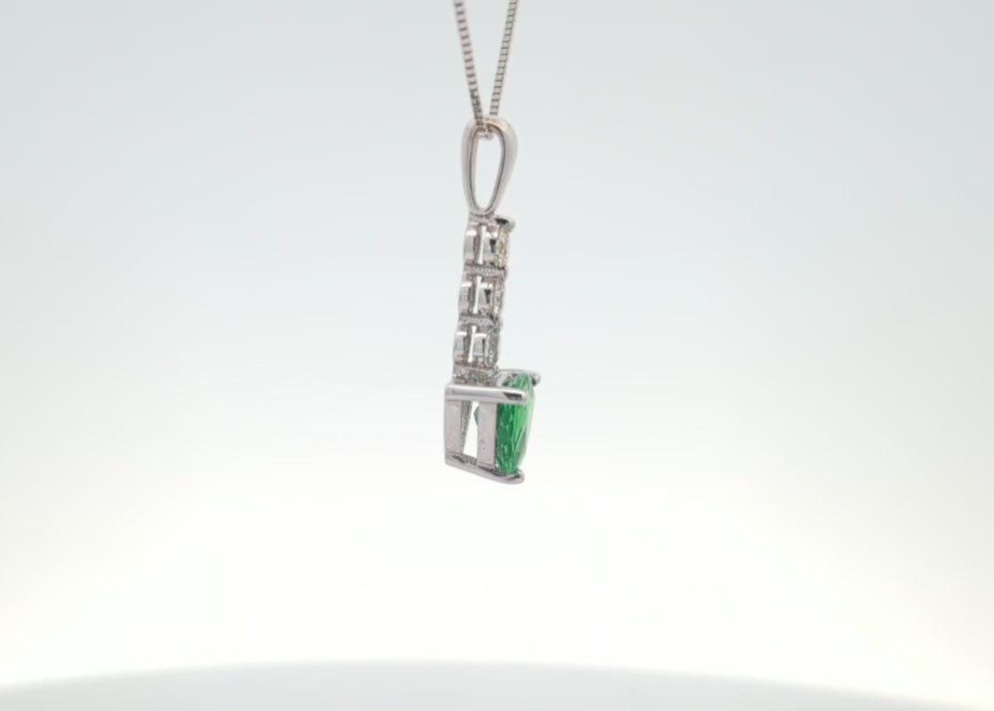 Trillion Cut Gemstone and Diamond Pendant