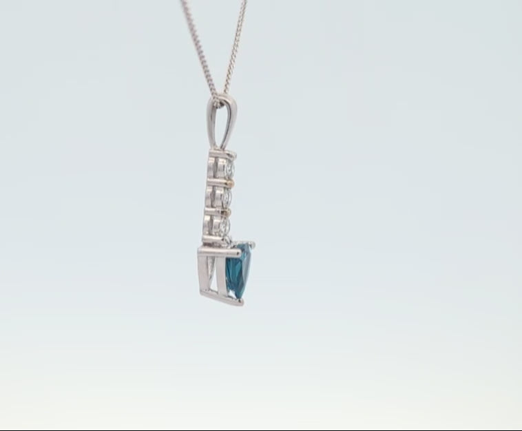Trillion Cut Gemstone and Diamond Pendant