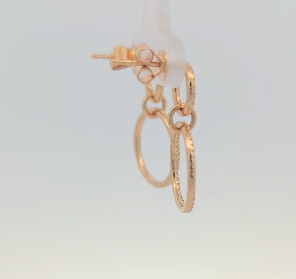 14k Yellow Gold and Diamond Circle Earrings