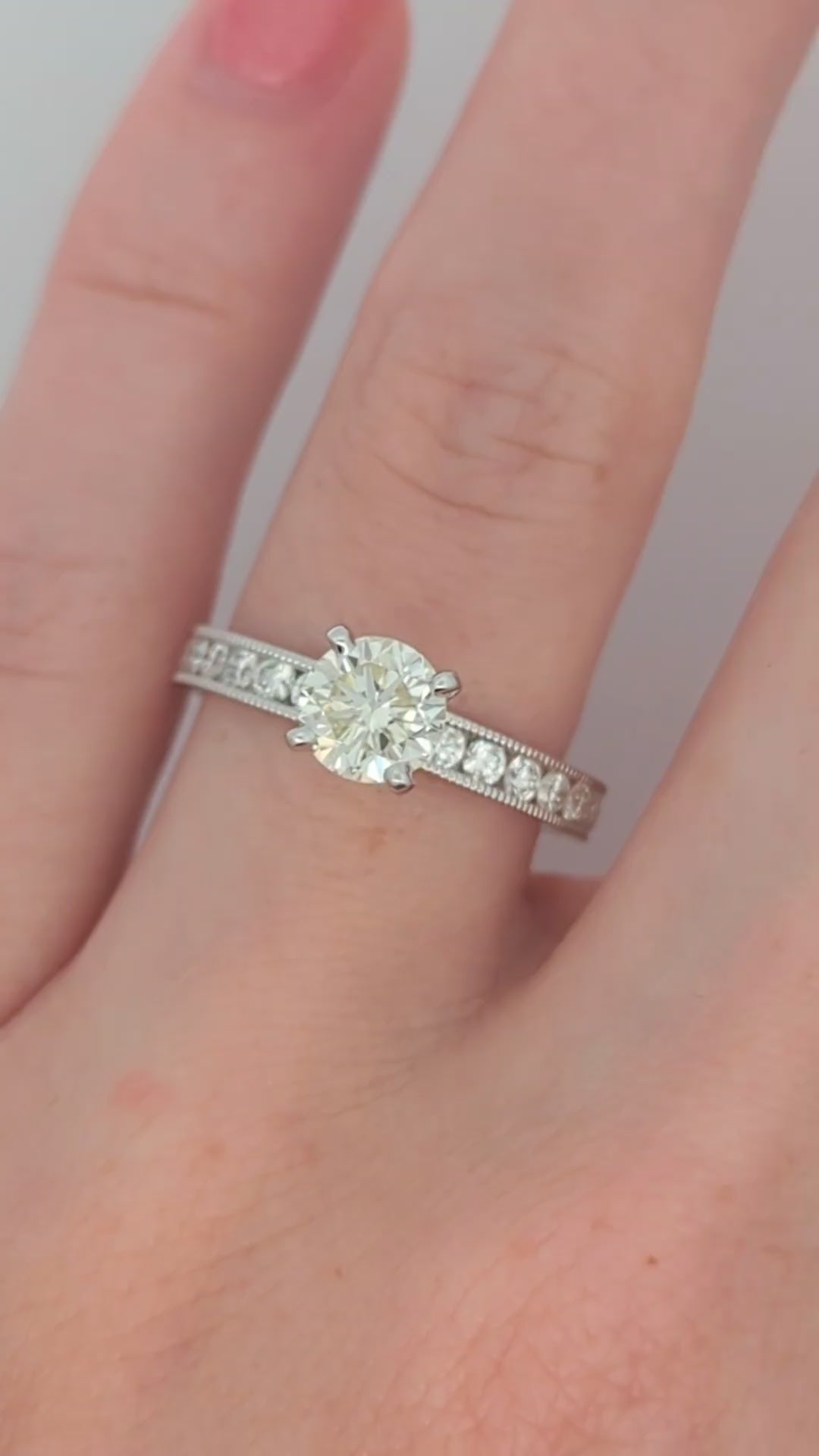 14K White Gold and 1.11 Carat Diamond Engagement Ring