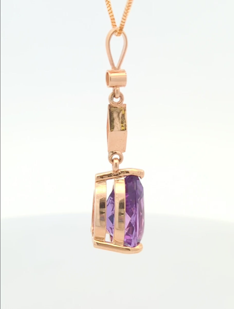 Ciella 14K Gold Pendant with Diamond and Amethyst