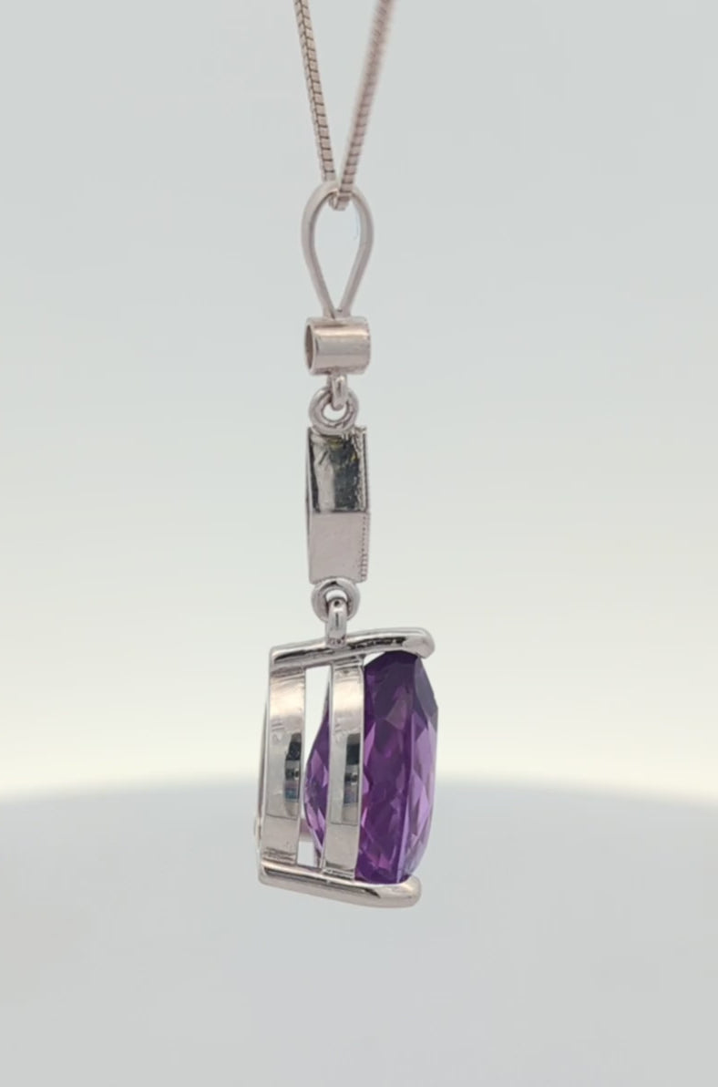Ciella 14K Gold Pendant with Diamond and Amethyst