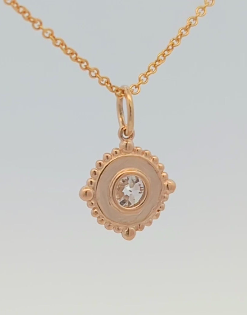 14K Yellow Gold Vintage Inspired Diamond Pendant