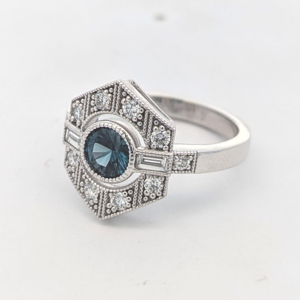 14K White Gold Ring with Untreated Australian Sapphire