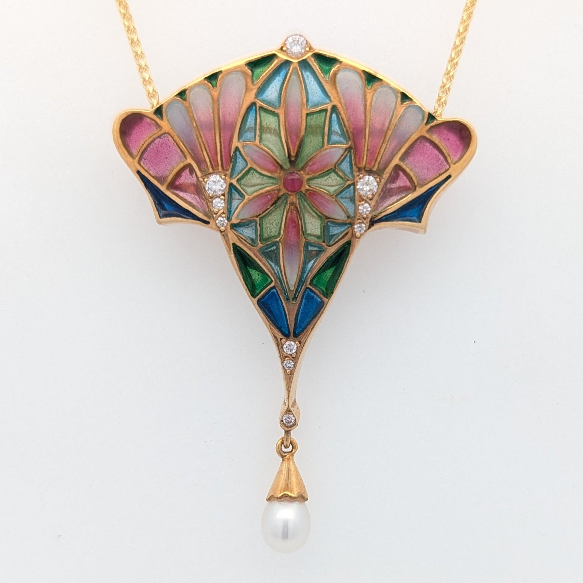 Vintage Enamel Nouveau 1910 Convertible Pin/Necklace