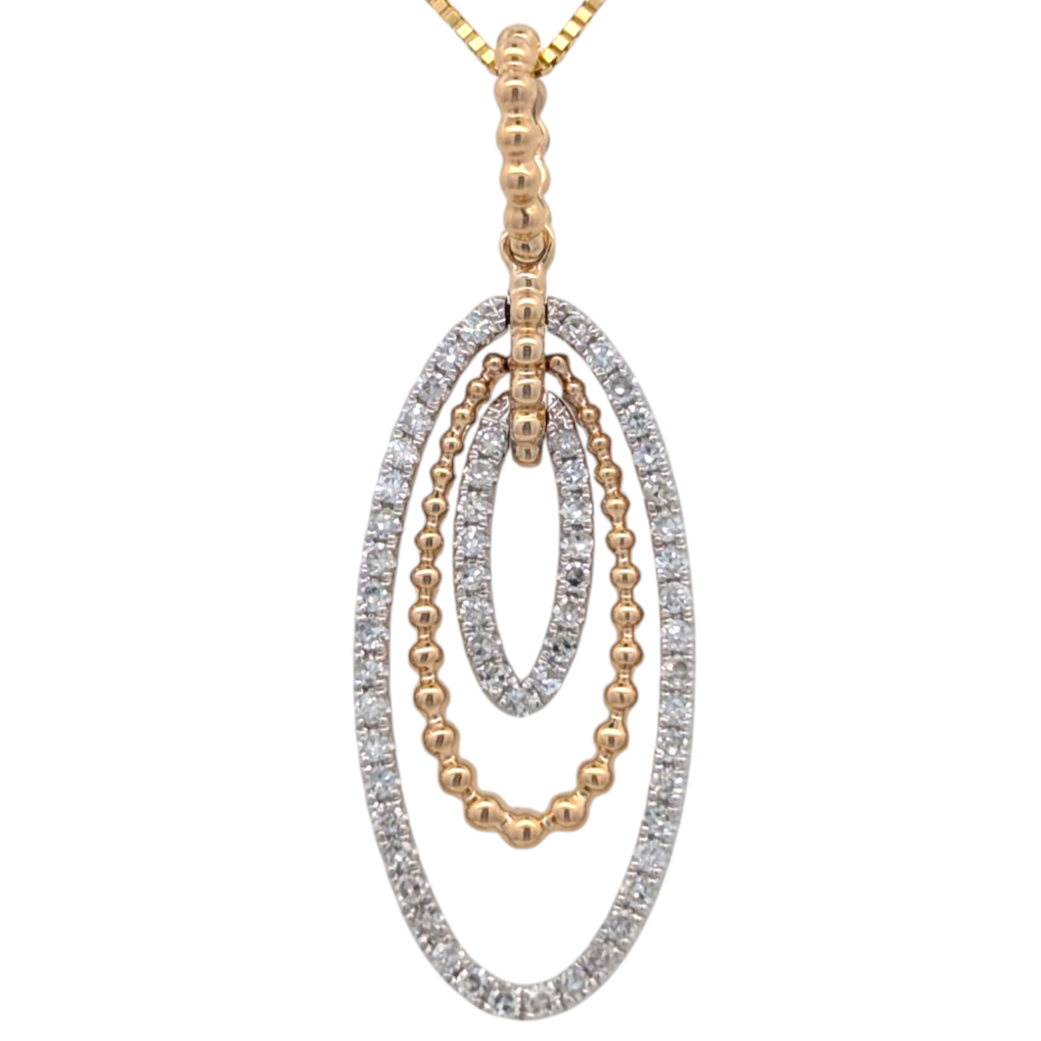 14K White and Yellow Gold Diamond Loop Necklace