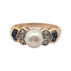 Vintage Pearl, Diamond, and Sapphire Ring
