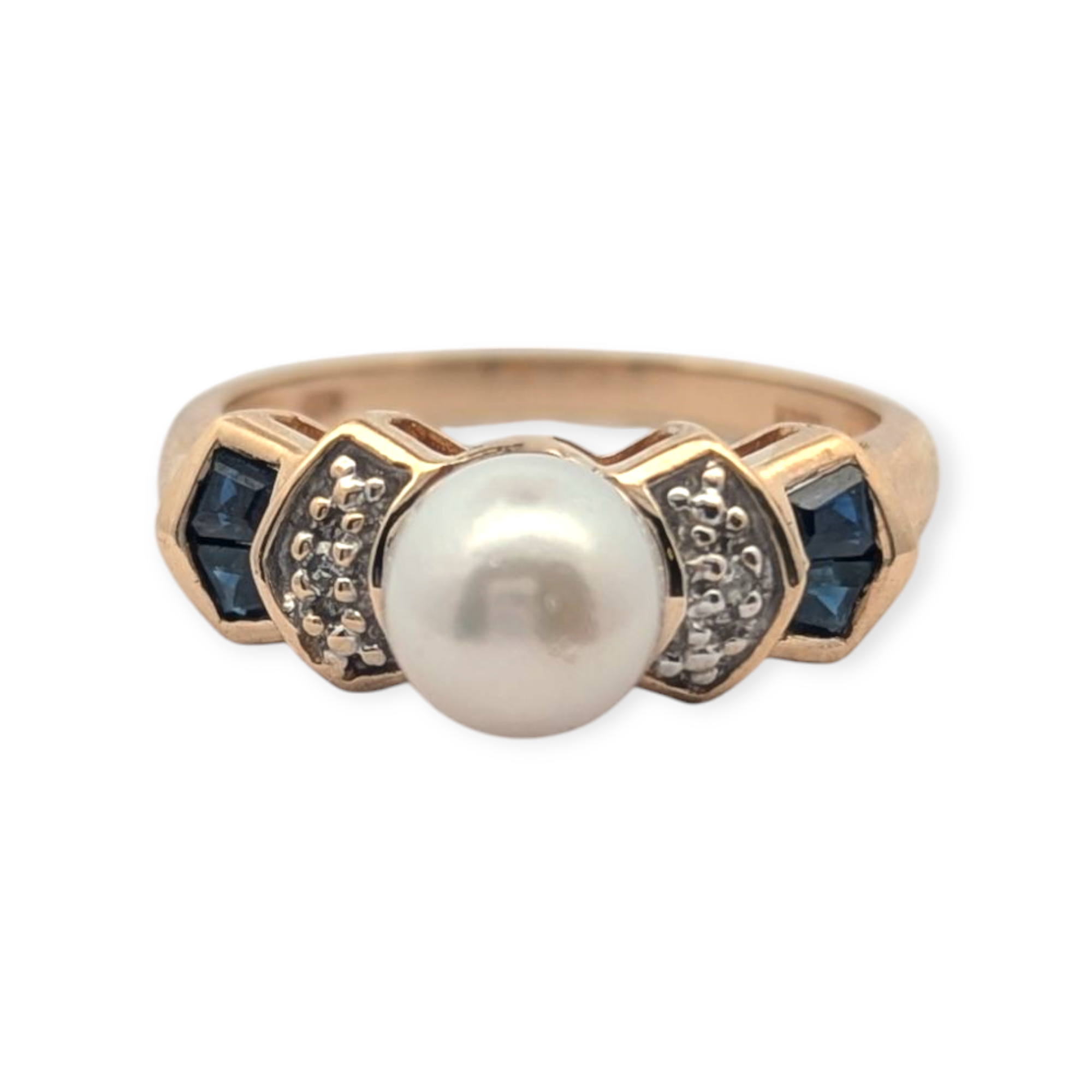 Vintage Pearl, Diamond, and Sapphire Ring