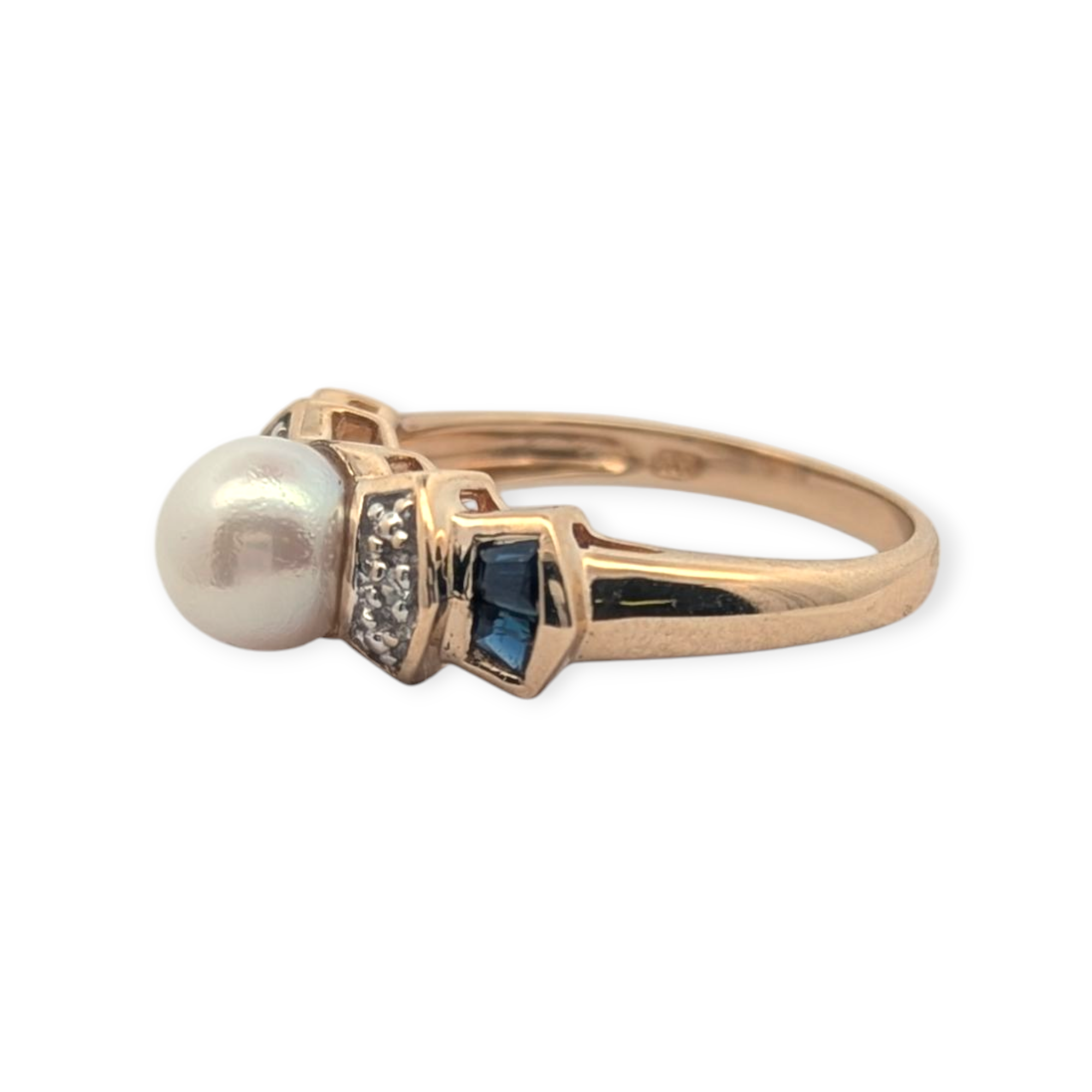 Vintage Pearl, Diamond, and Sapphire Ring