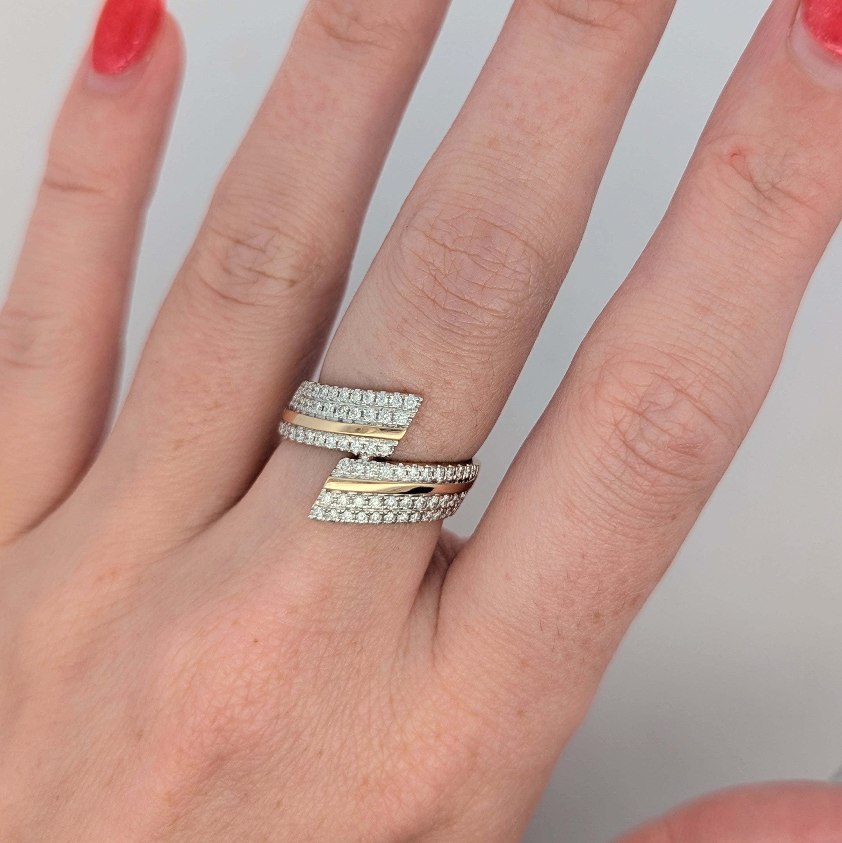 Gold and Diamond Bypass Ring