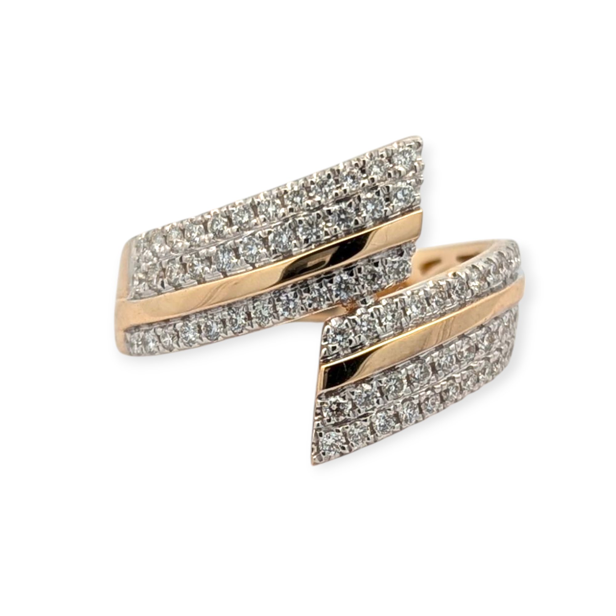 Gold and Diamond Bypass Ring
