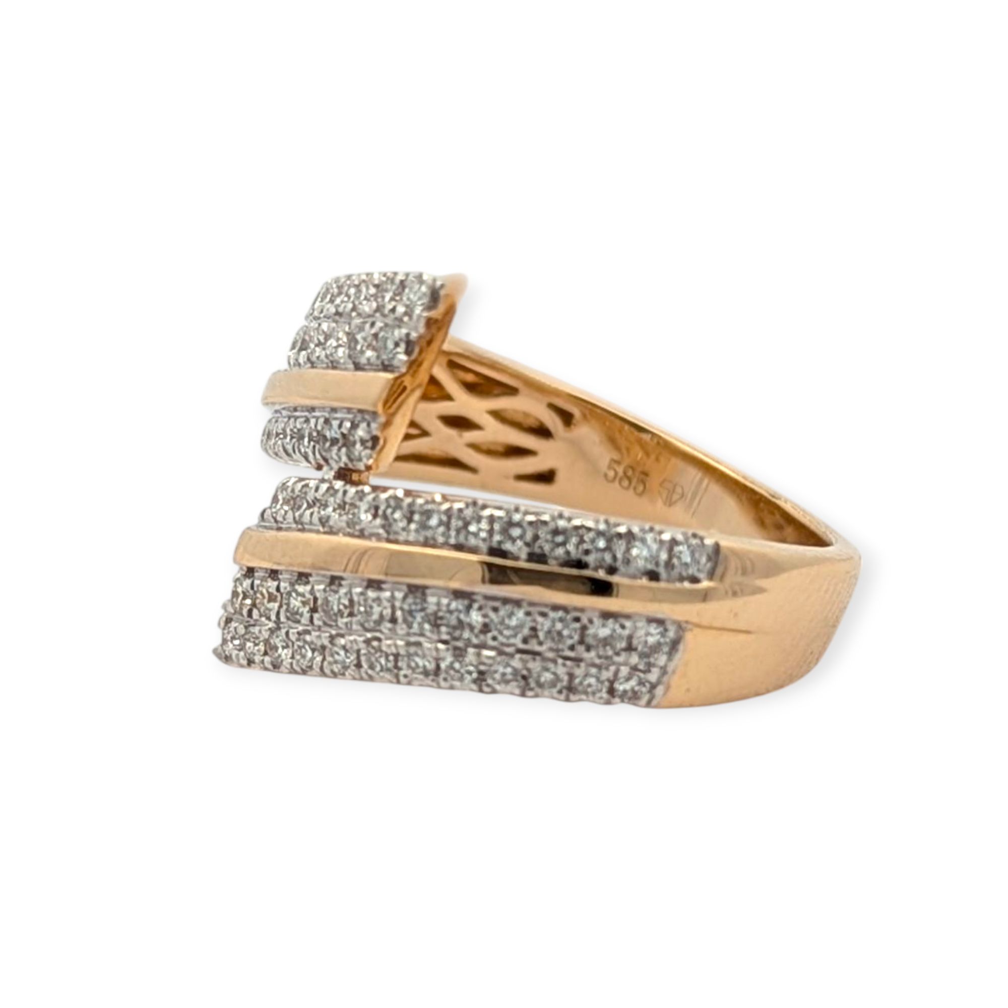 Gold and Diamond Bypass Ring