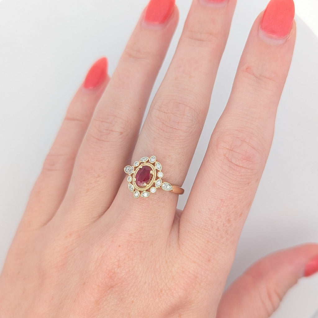 Yellow Gold Ruby and Diamond Ring
