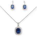 Juliana Lab Sapphire & Lab Diamond Necklace in White Gold