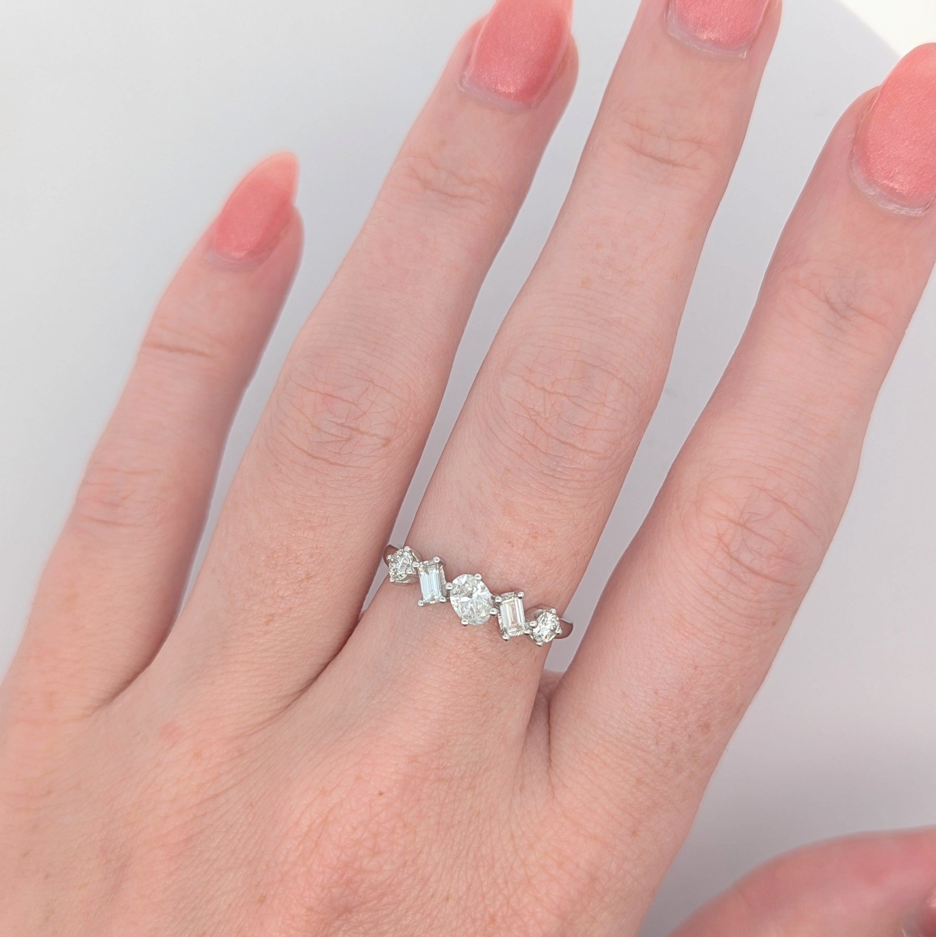 Multi-Shape Diamond Ring in 14k White Gold
