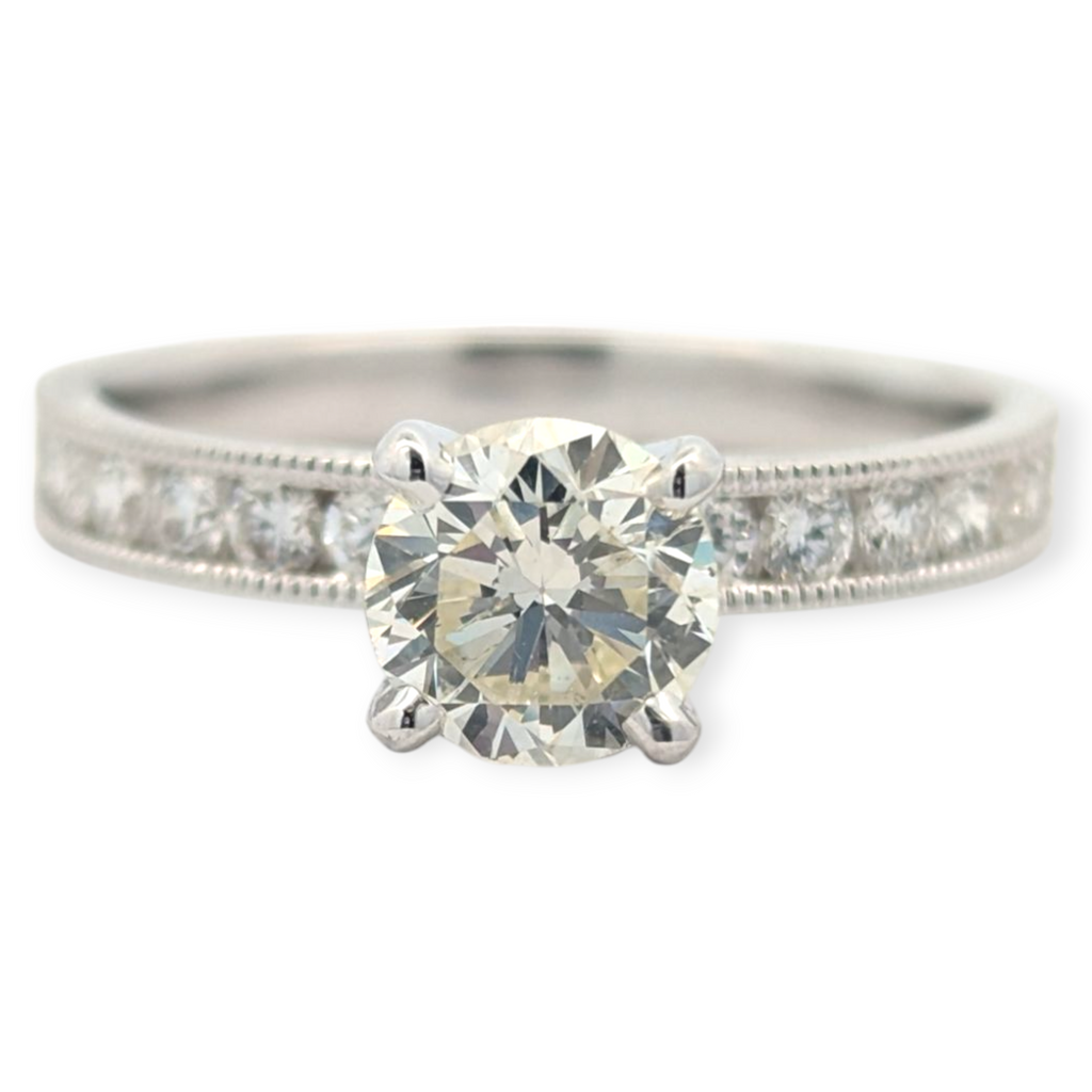 14K White Gold and 1.11 Carat Diamond Engagement Ring
