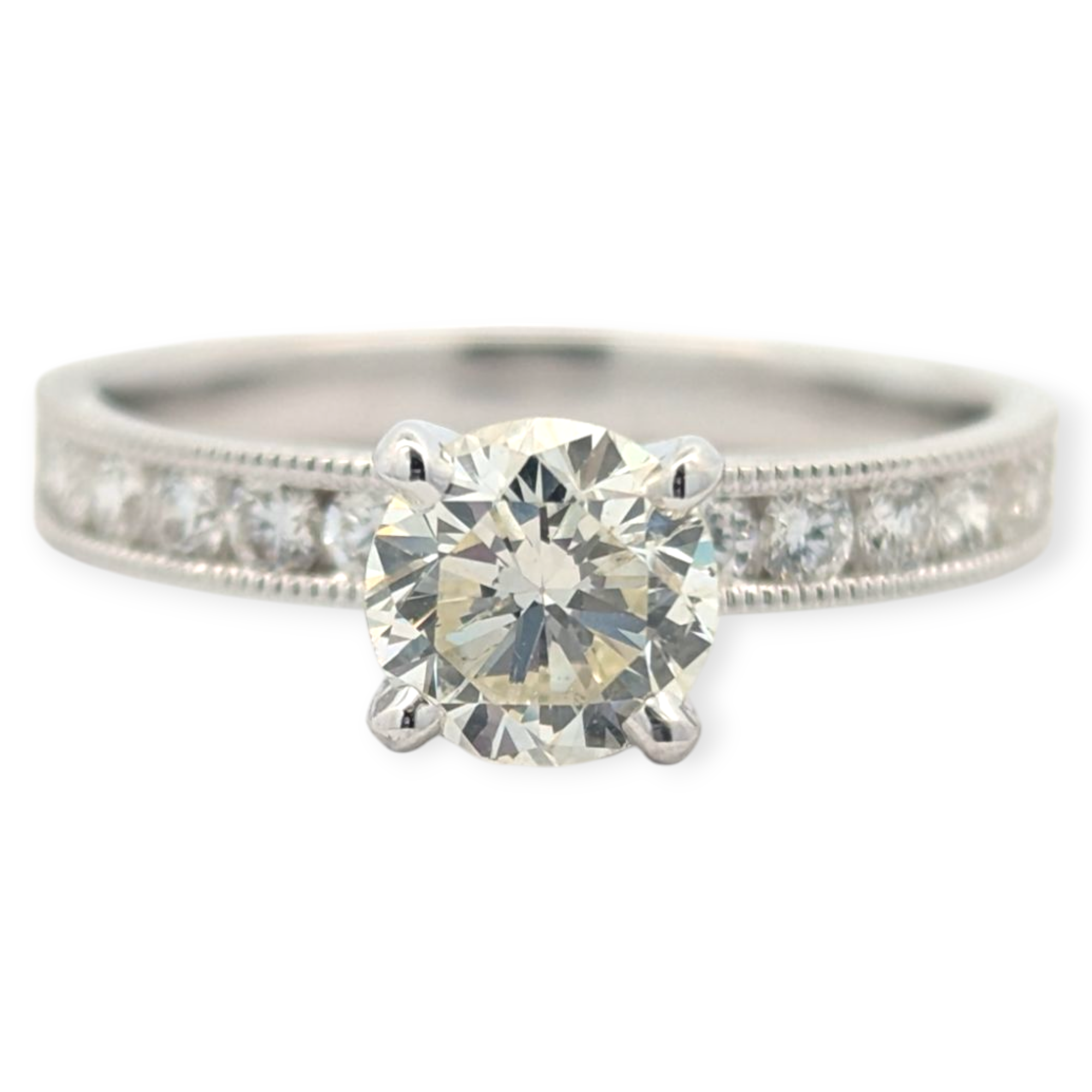 14K White Gold and 1.11 Carat Diamond Engagement Ring
