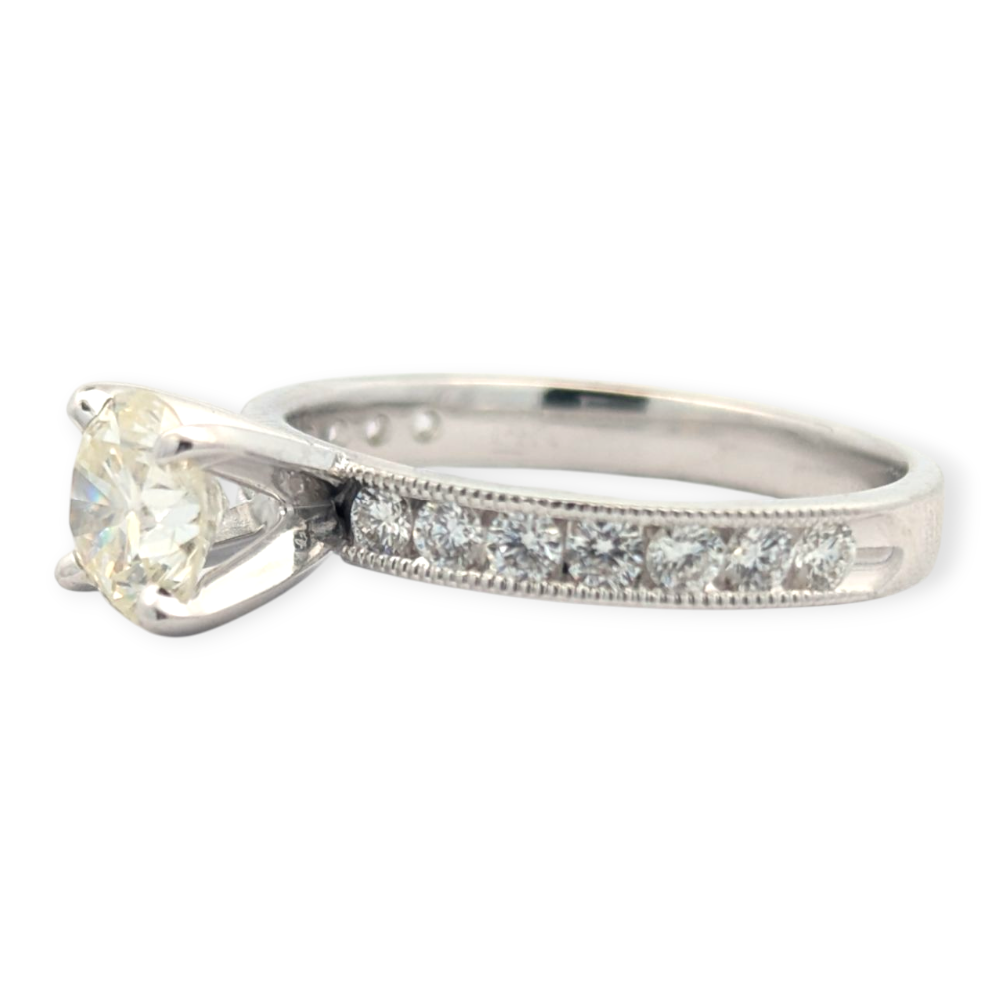 14K White Gold and 1.11 Carat Diamond Engagement Ring