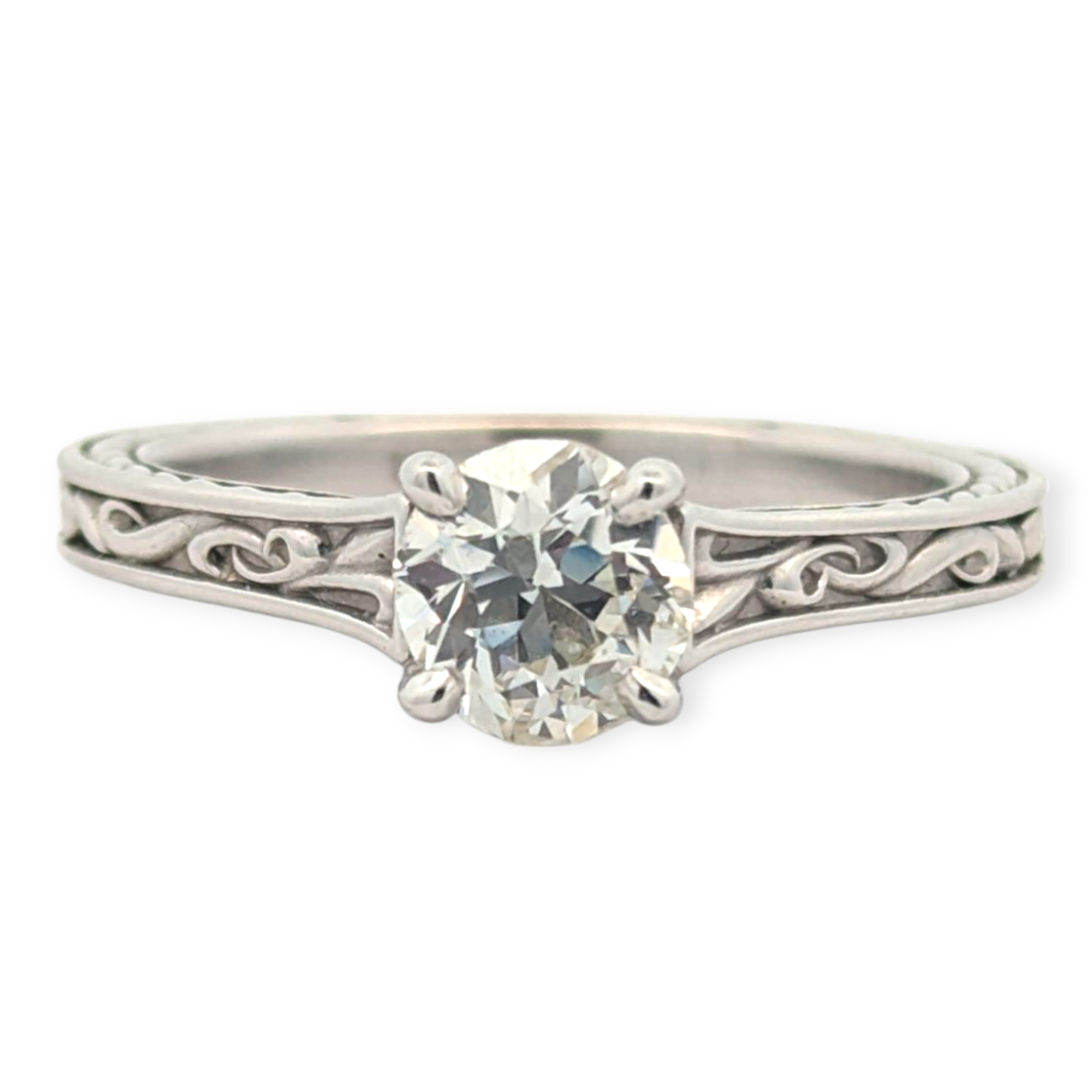 14K Vintage-Inspired Ring with Old Mine Cut Diamonds