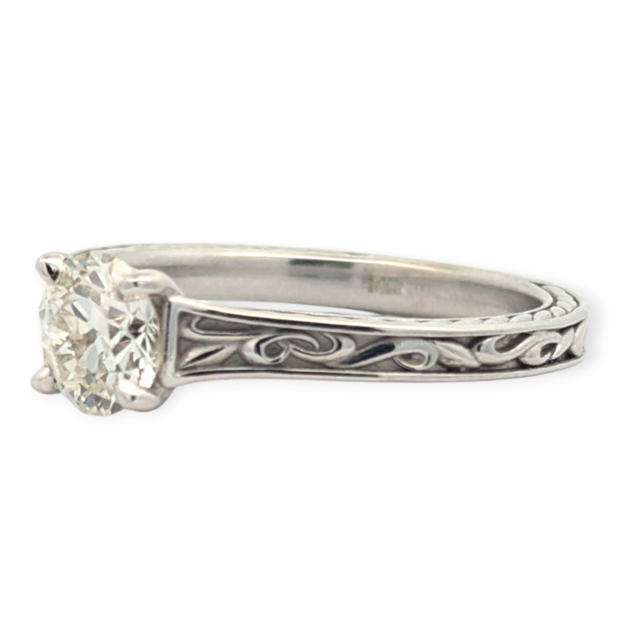 14K Vintage-Inspired Ring with Old Mine Cut Diamonds