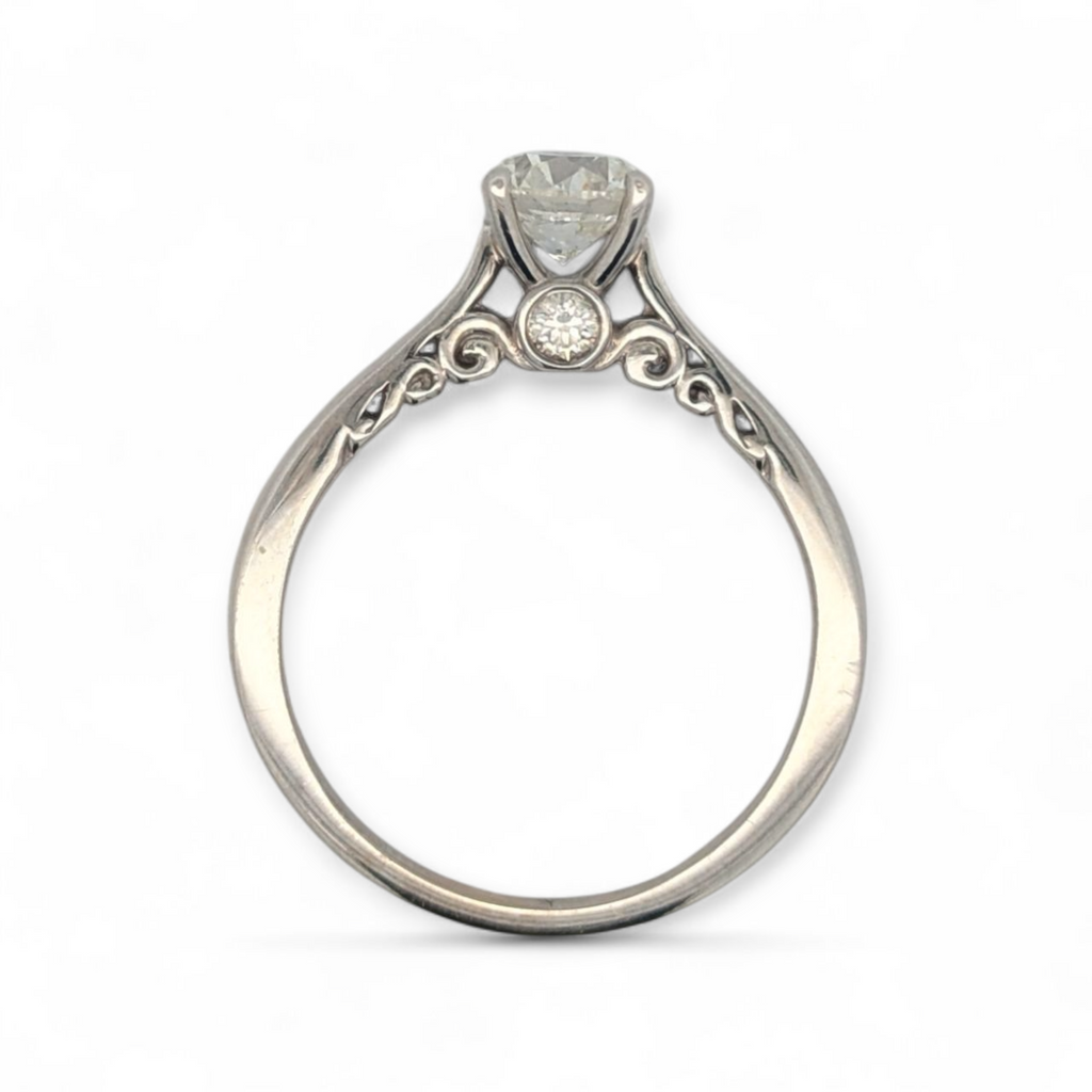 14K White Gold Filigree Engagement Ring