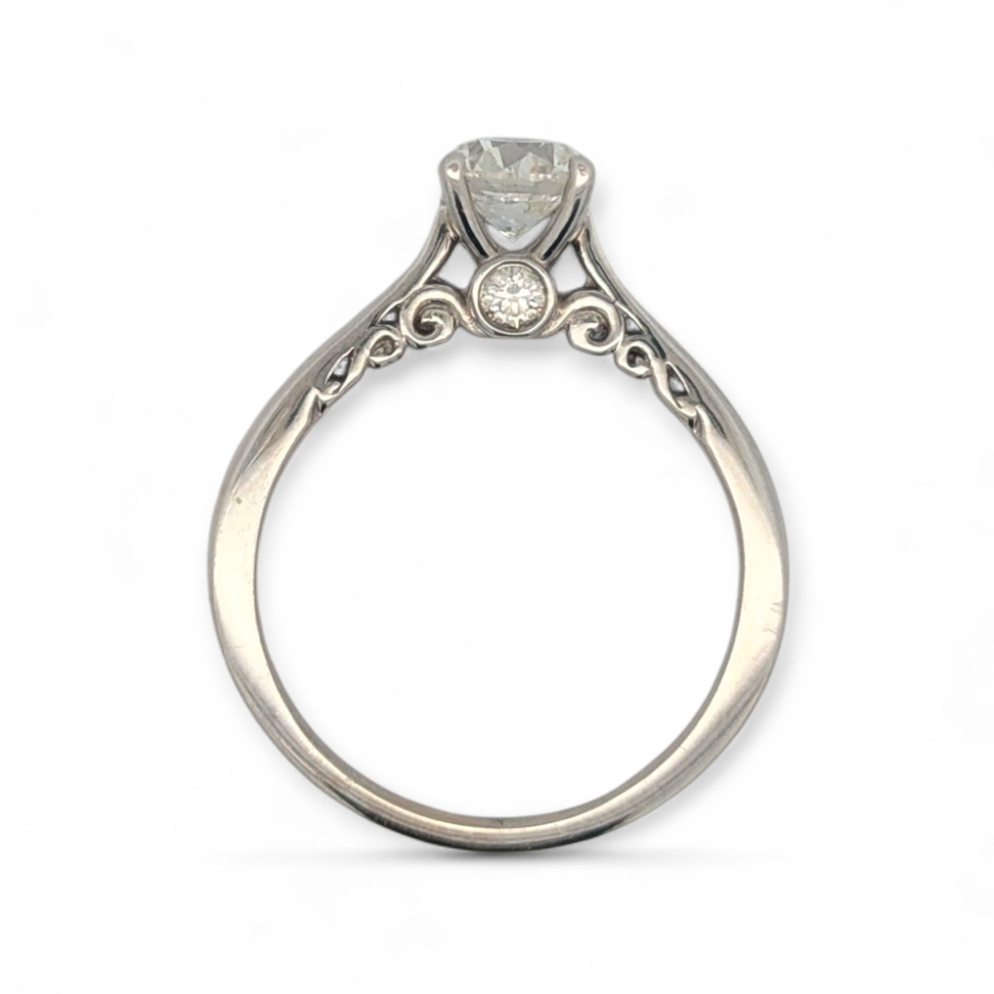 14K White Gold Filigree Engagement Ring