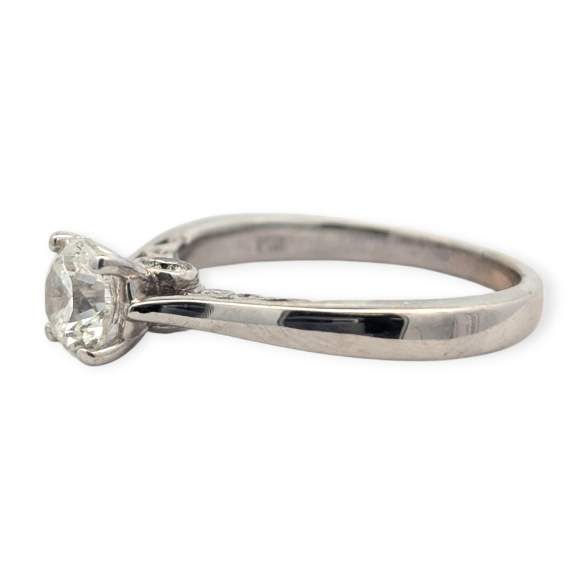 14K White Gold Filigree Engagement Ring