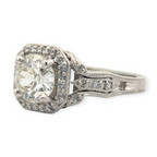 Platinum Vintage-Inspired 1.45 Carat Old Euro Cut Engagement Ring