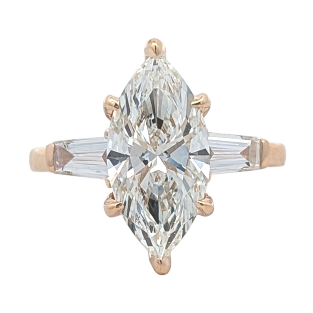 Arrow Marquise and Baguette Engagement Ring [Made to Order]