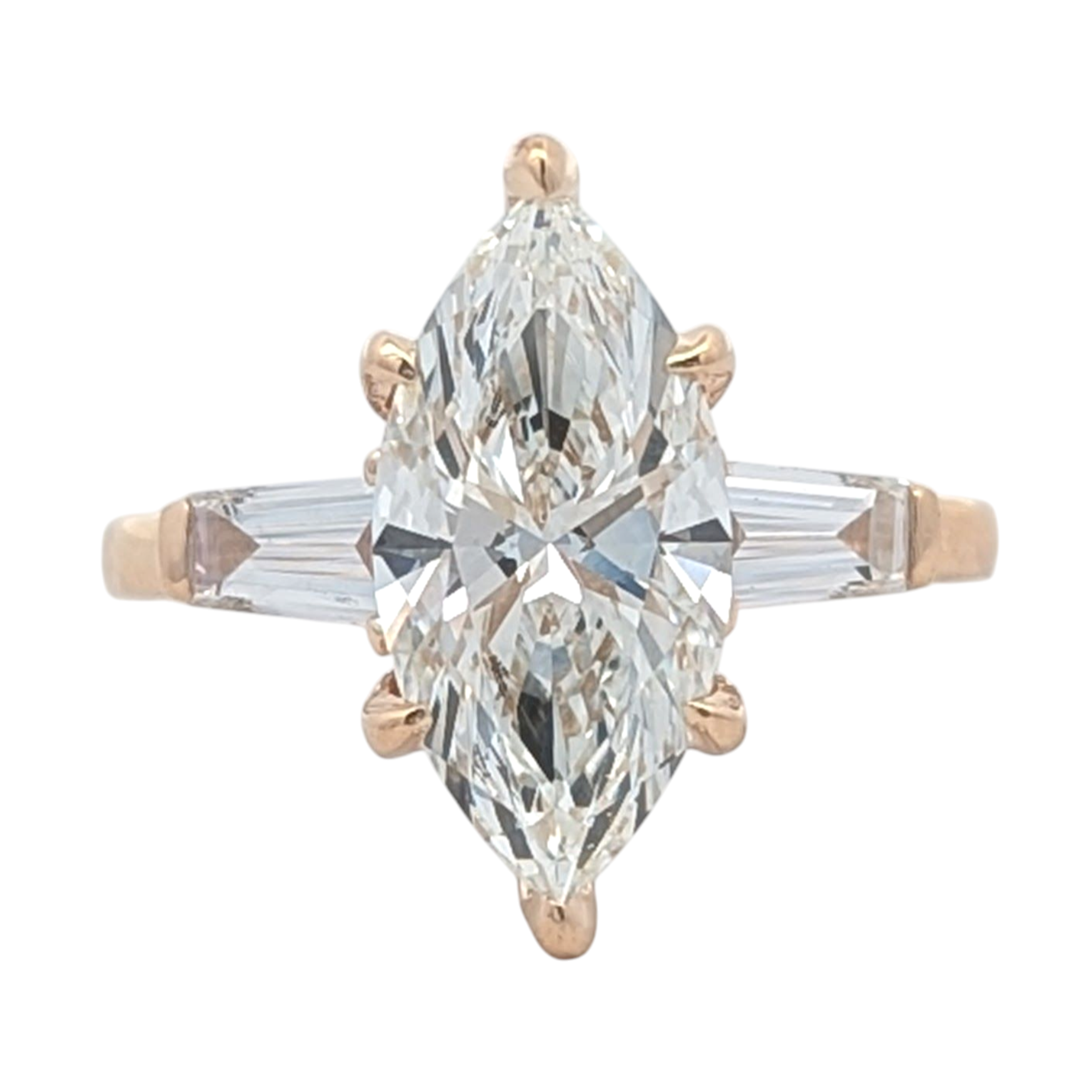 Arrow Marquise and Baguette Engagement Ring [Made to Order]