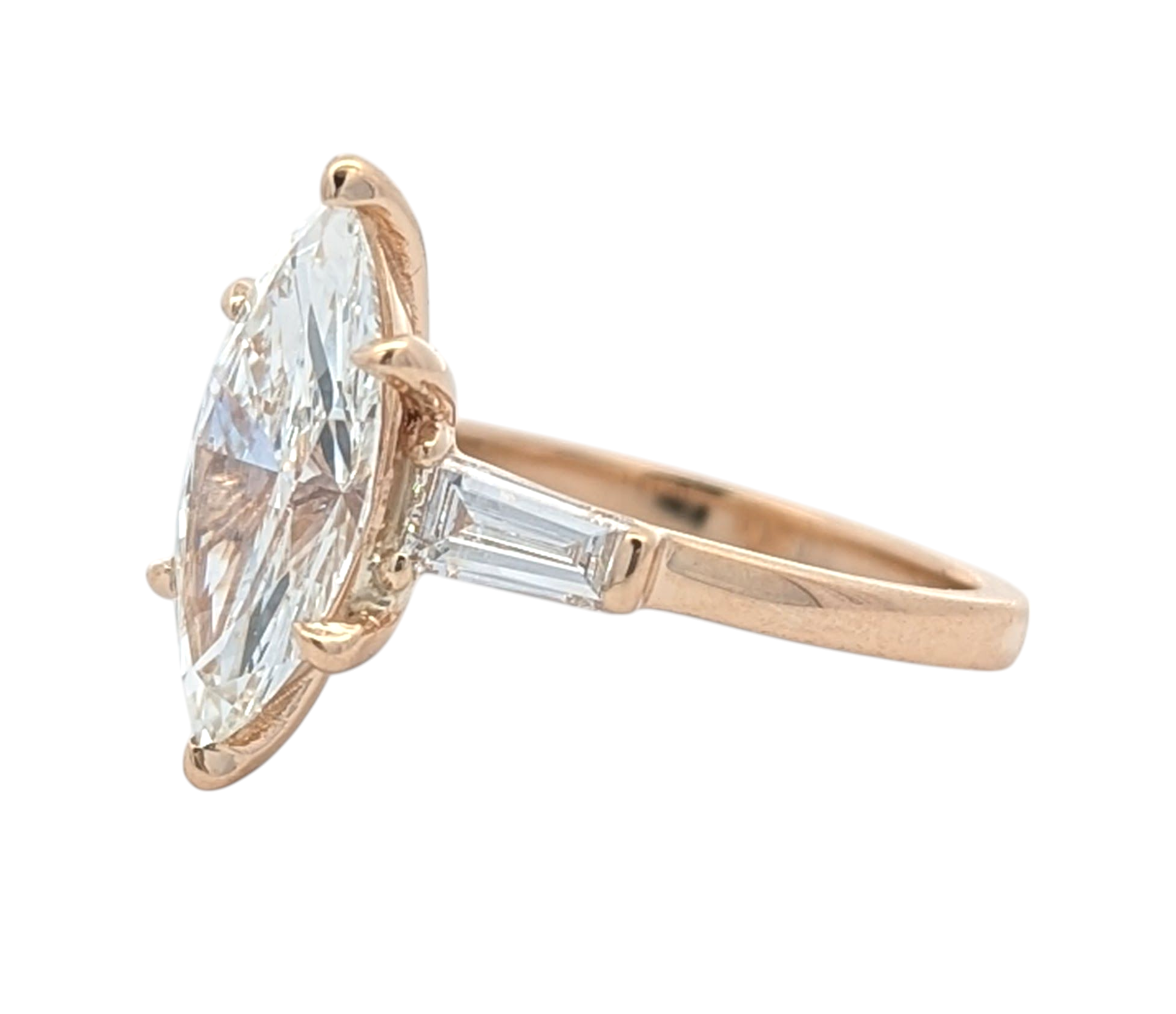 Arrow Marquise and Baguette Engagement Ring [Made to Order]