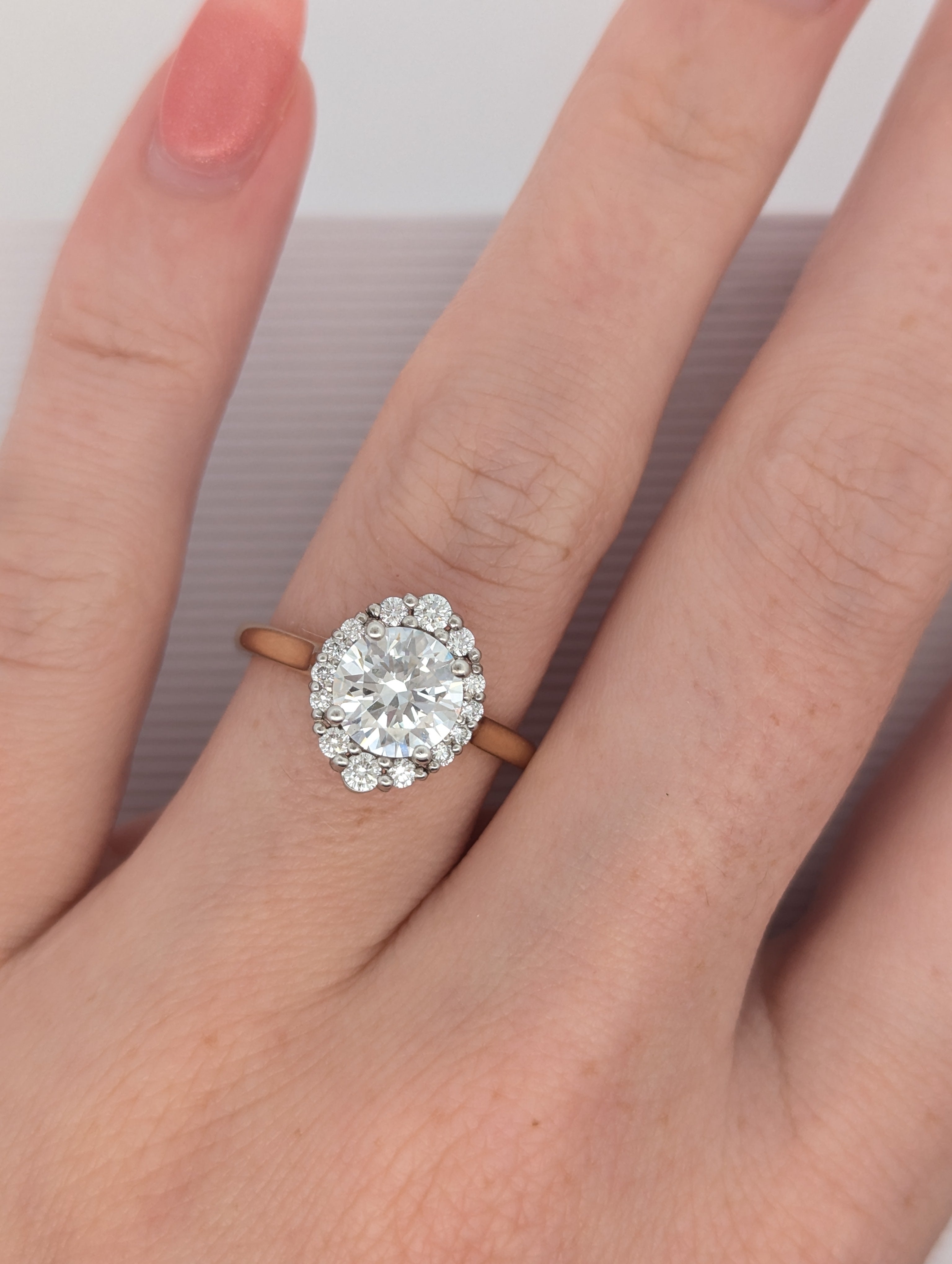 Oval Halo Engagement Ring for Round Diamond [Made to Order]