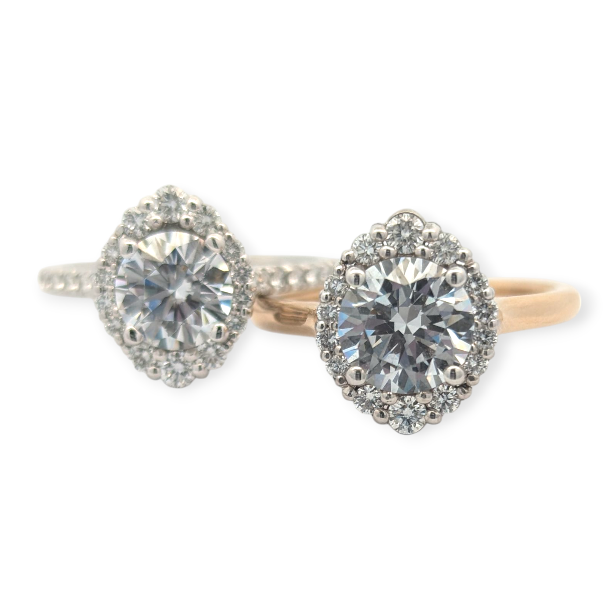 Oval Halo Engagement Ring for Round Diamond [Made to Order]