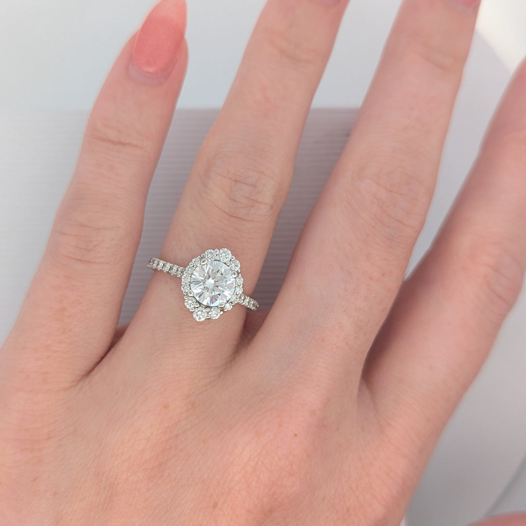 Oval Halo Engagement Ring for Round Diamond [Made to Order]