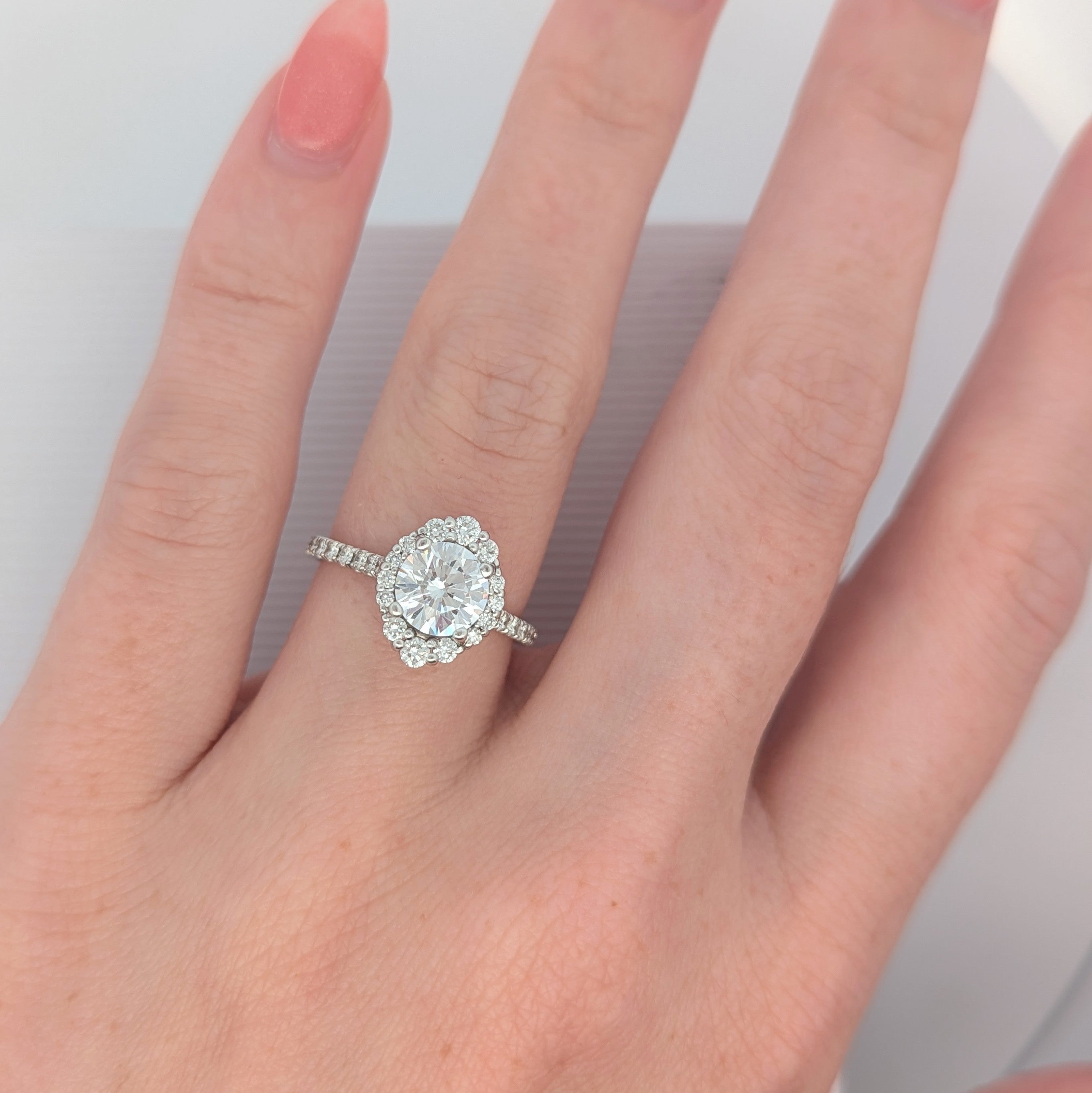 Oval Halo Engagement Ring for Round Diamond [Made to Order]