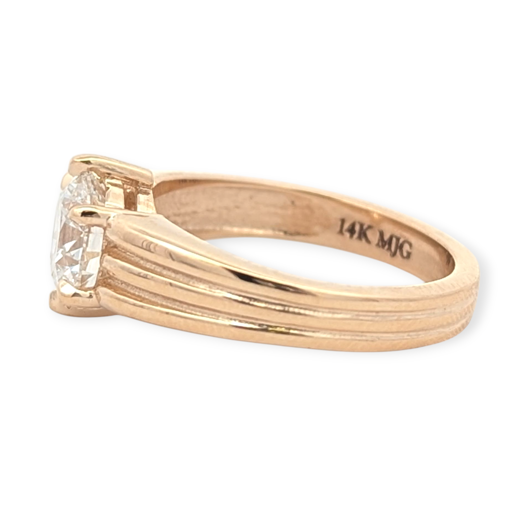 Grooved Low Profile Solitaire Engagement Ring [Made to Order]