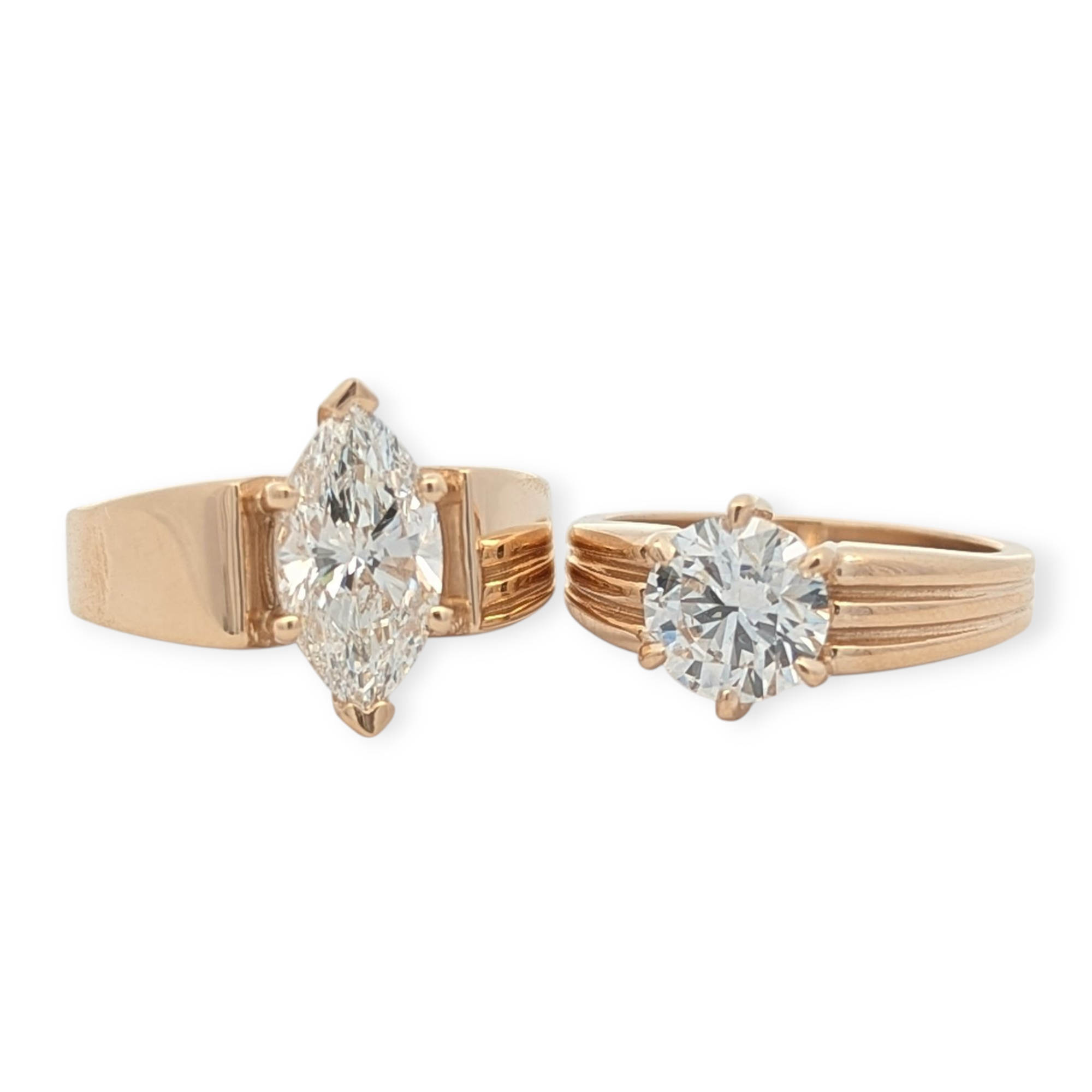 Grooved Low Profile Solitaire Engagement Ring [Made to Order]