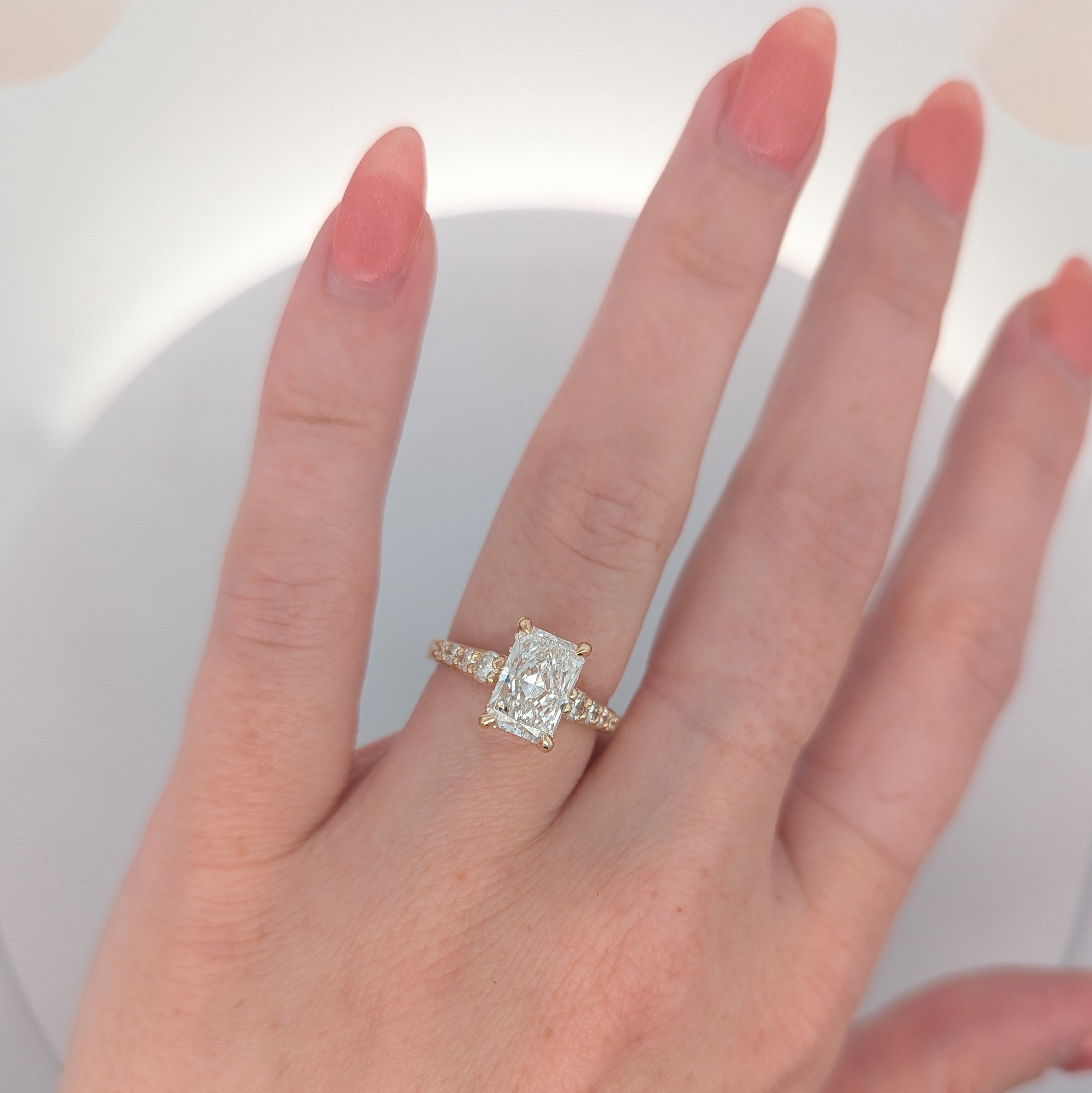 Graduated Hidden Halo Engagement Ring [Made to Order]