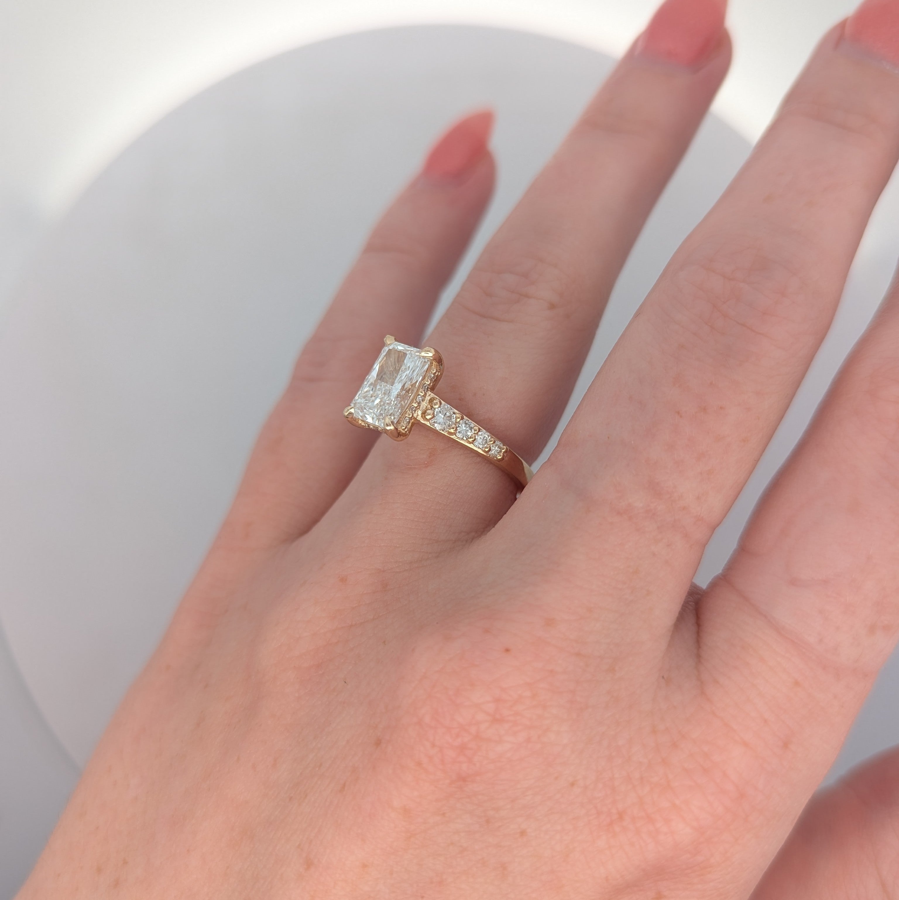 Graduated Hidden Halo Engagement Ring [Made to Order]