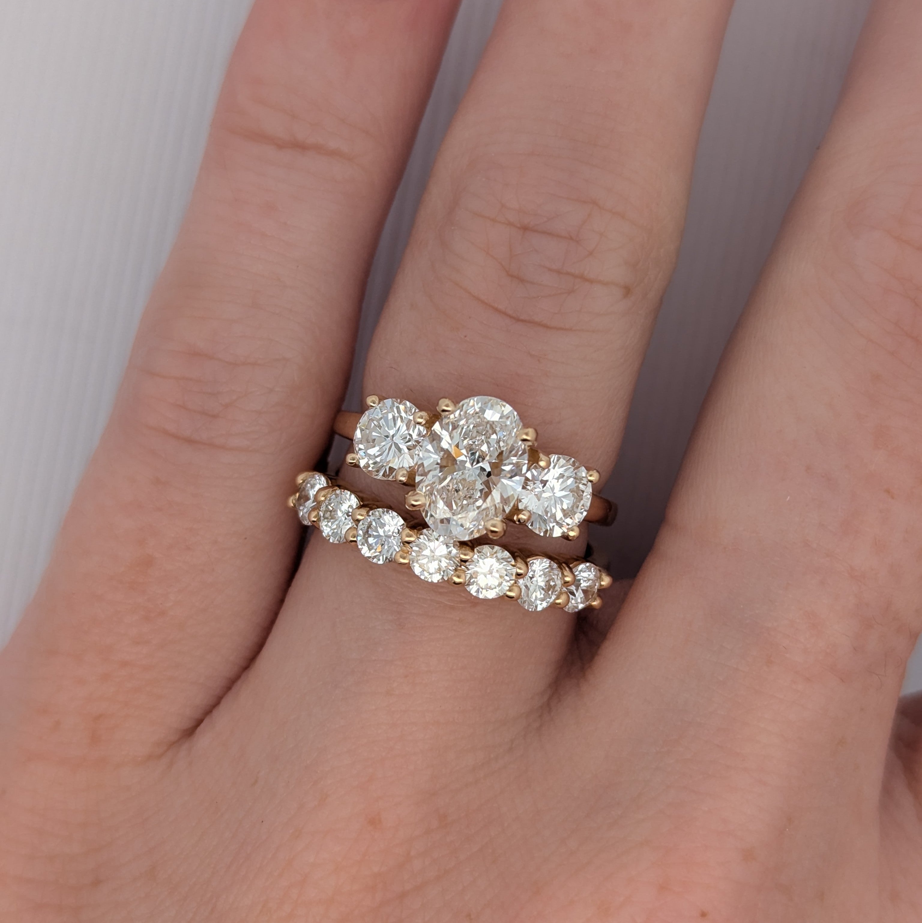 Three Stone Ring in 14K Yellow Gold [Made to Order]