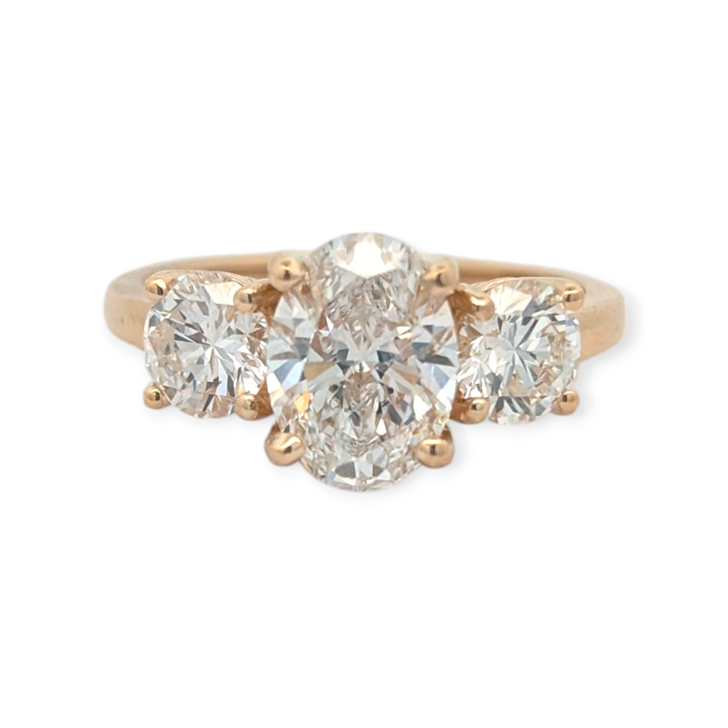 Three Stone Ring in 14K Yellow Gold [Made to Order]
