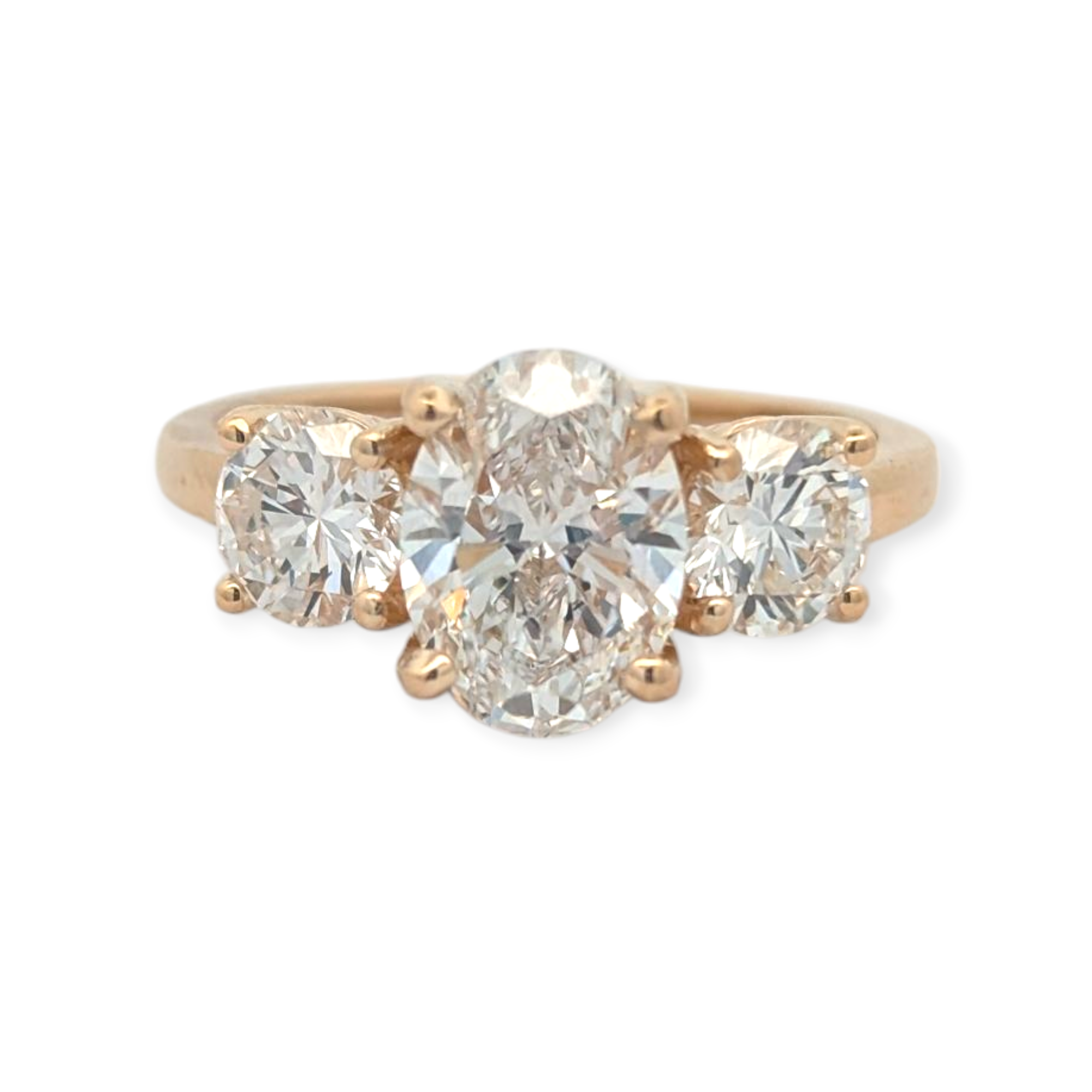 Three Stone Ring in 14K Yellow Gold [Made to Order]