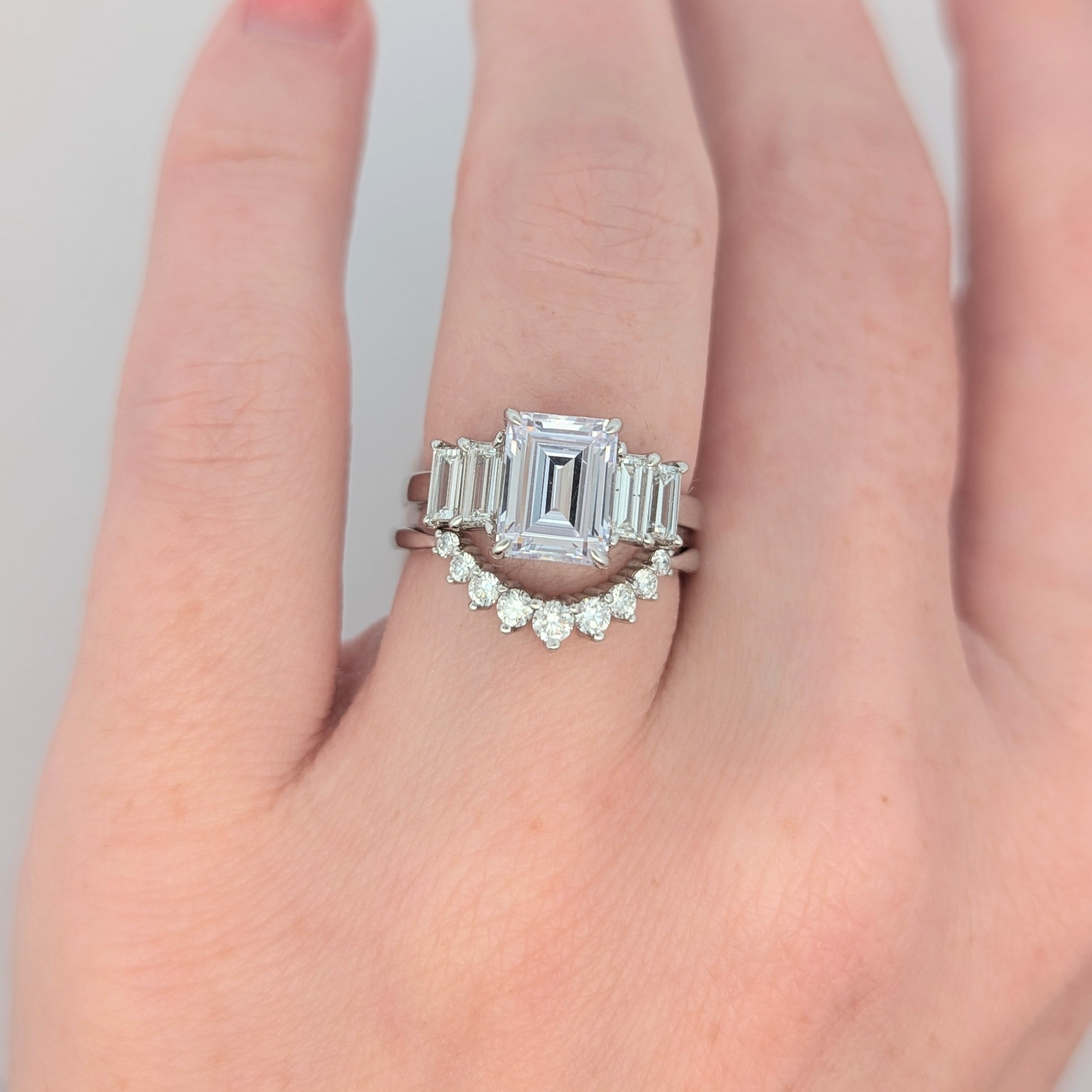 14K Gold Five-Stone Emerald Cut Engagement Ring [Made to Order]