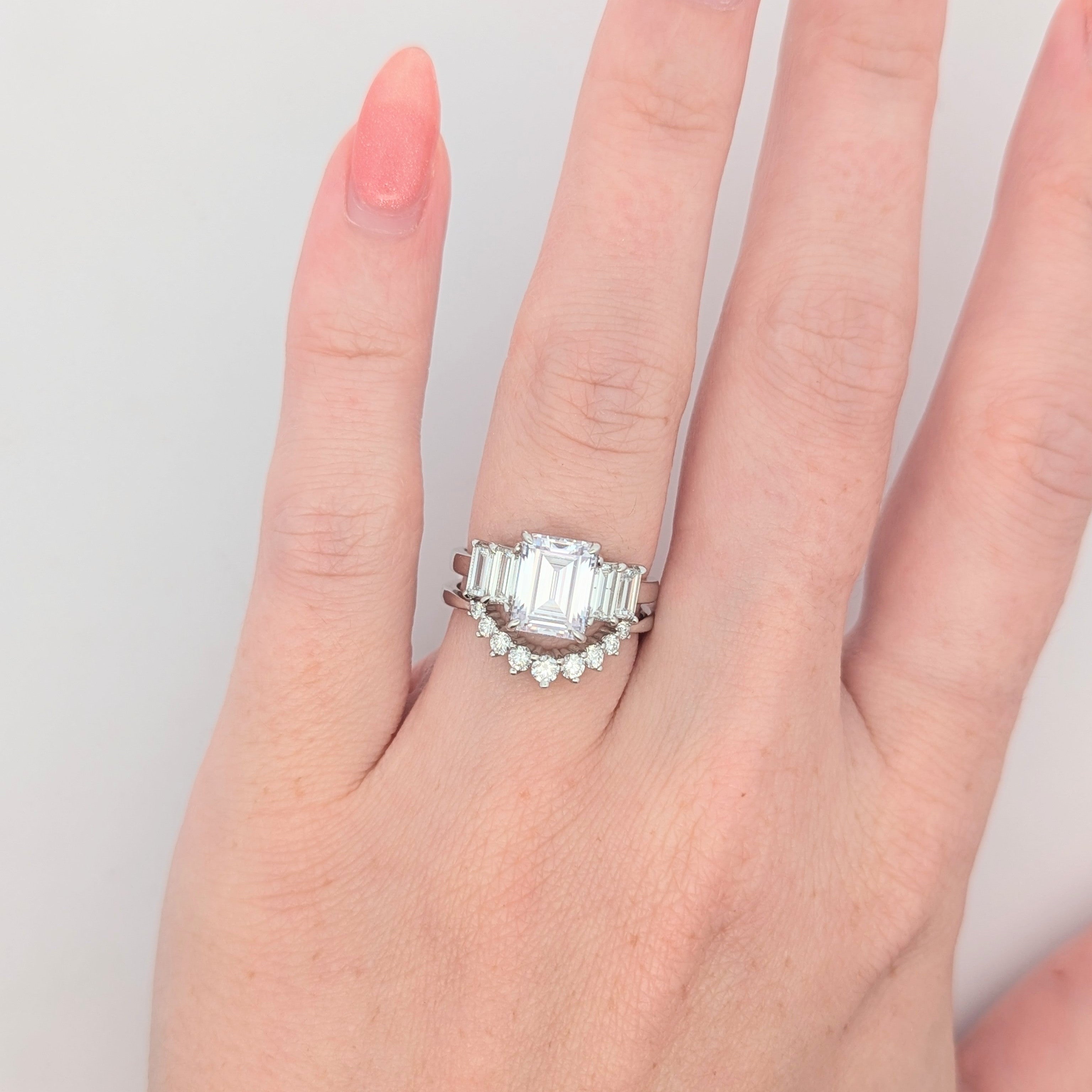 14K Gold Five-Stone Emerald Cut Engagement Ring [Made to Order]