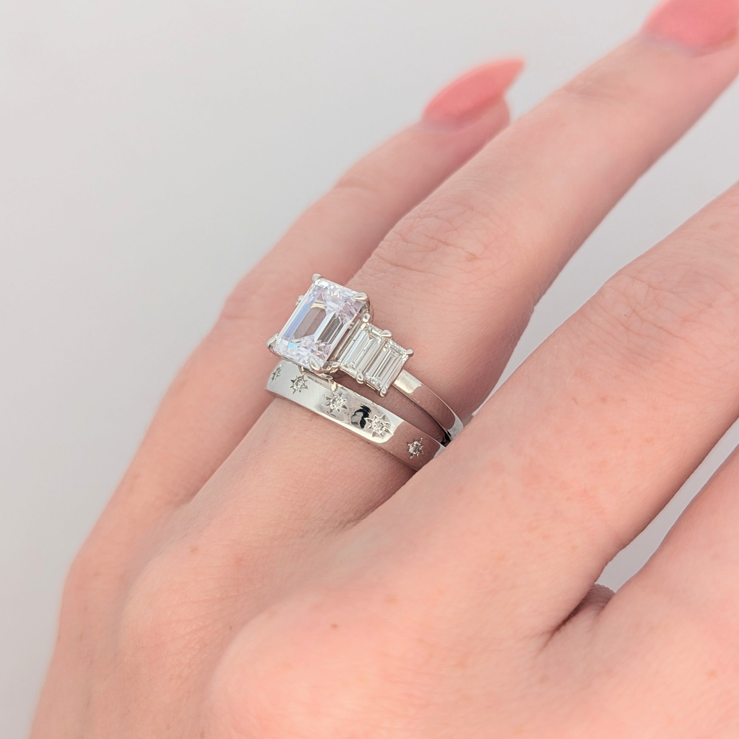 14K Gold Five-Stone Emerald Cut Engagement Ring [Made to Order]