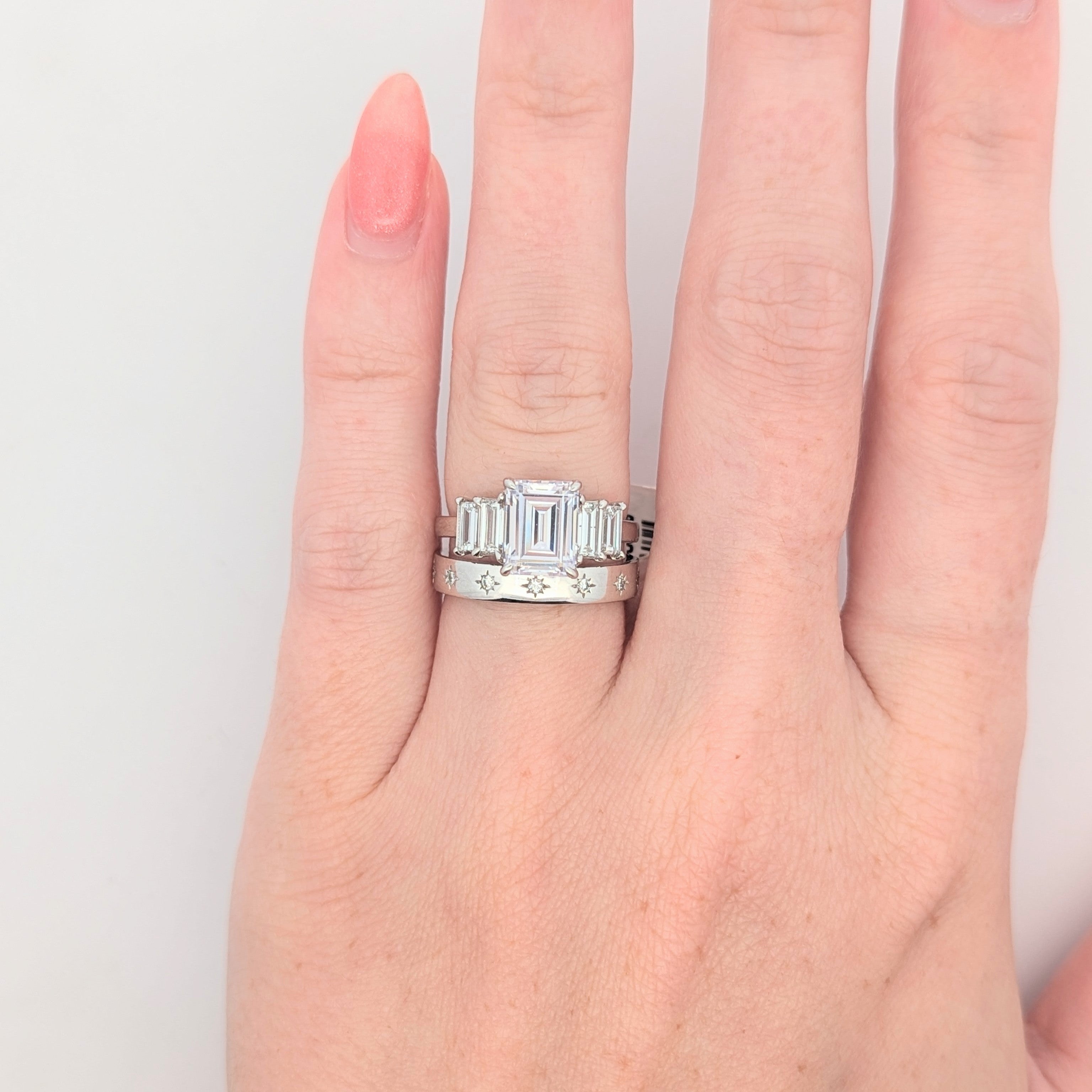 14K Gold Five-Stone Emerald Cut Engagement Ring [Made to Order]